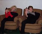 Jeannie Seely and I doing some leg stretches backstage at the Opry - some time ago